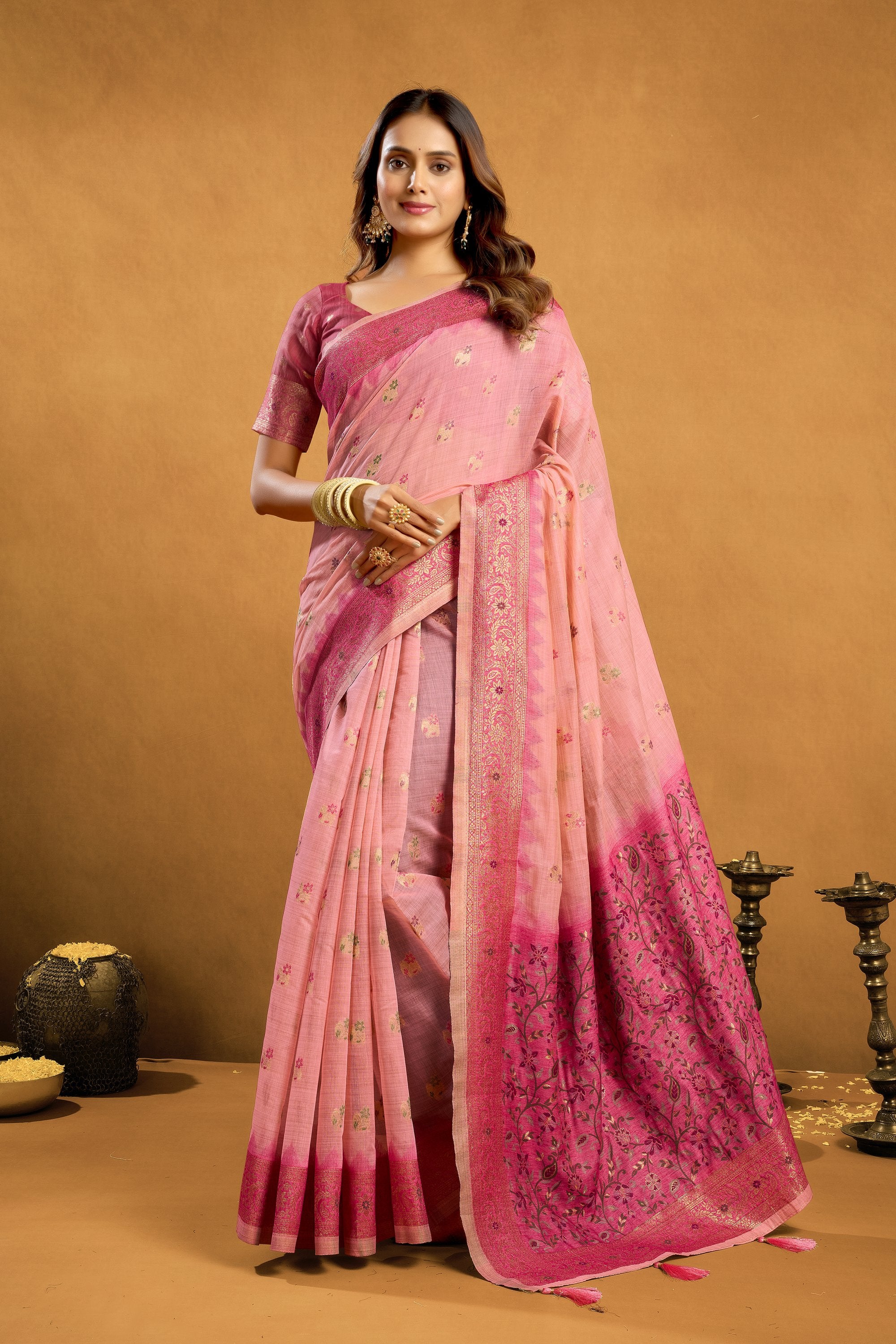 Aashka Saree - Blush Rose - Front Drape