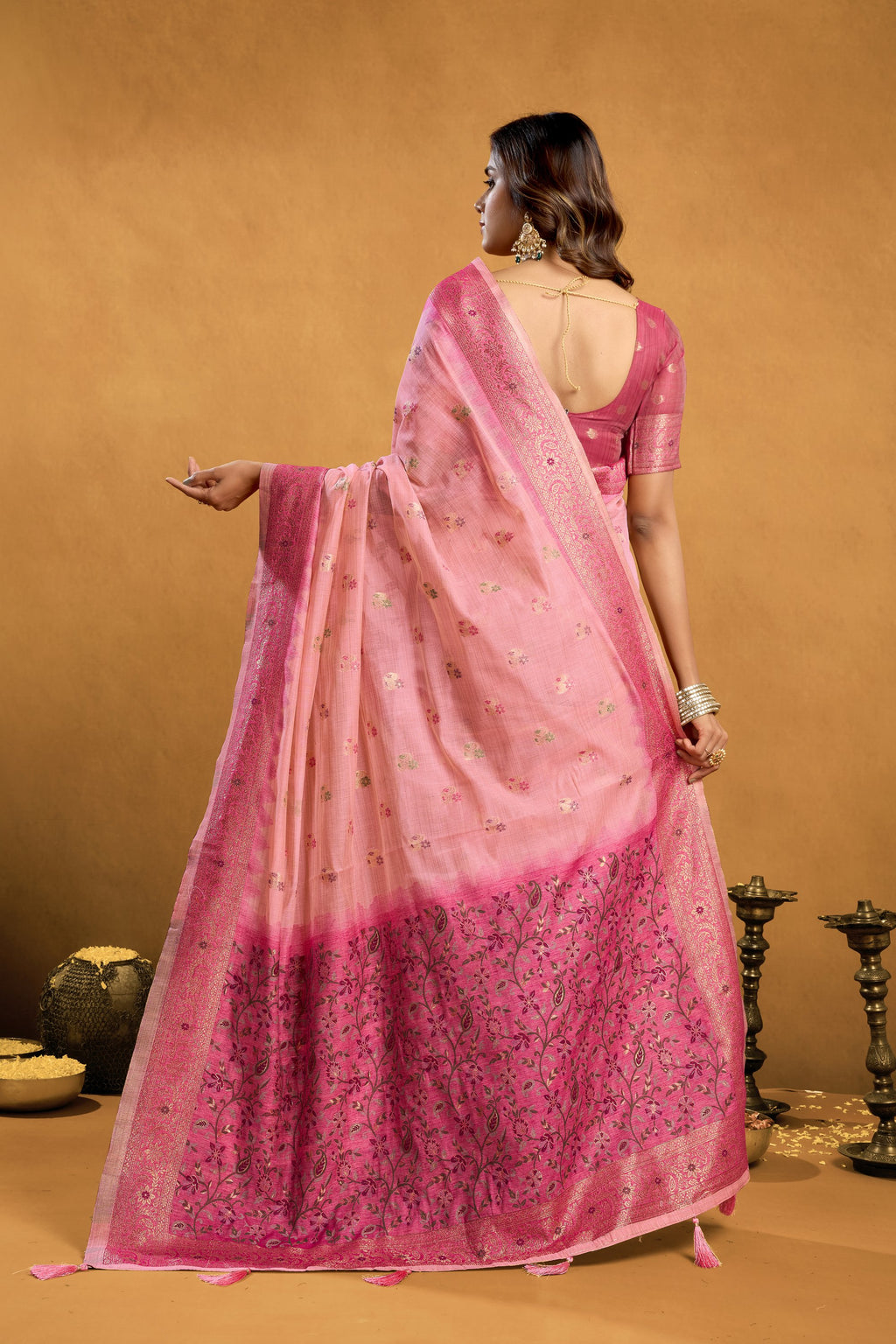 Aashka Saree - Blush Rose - Pallu Detail
