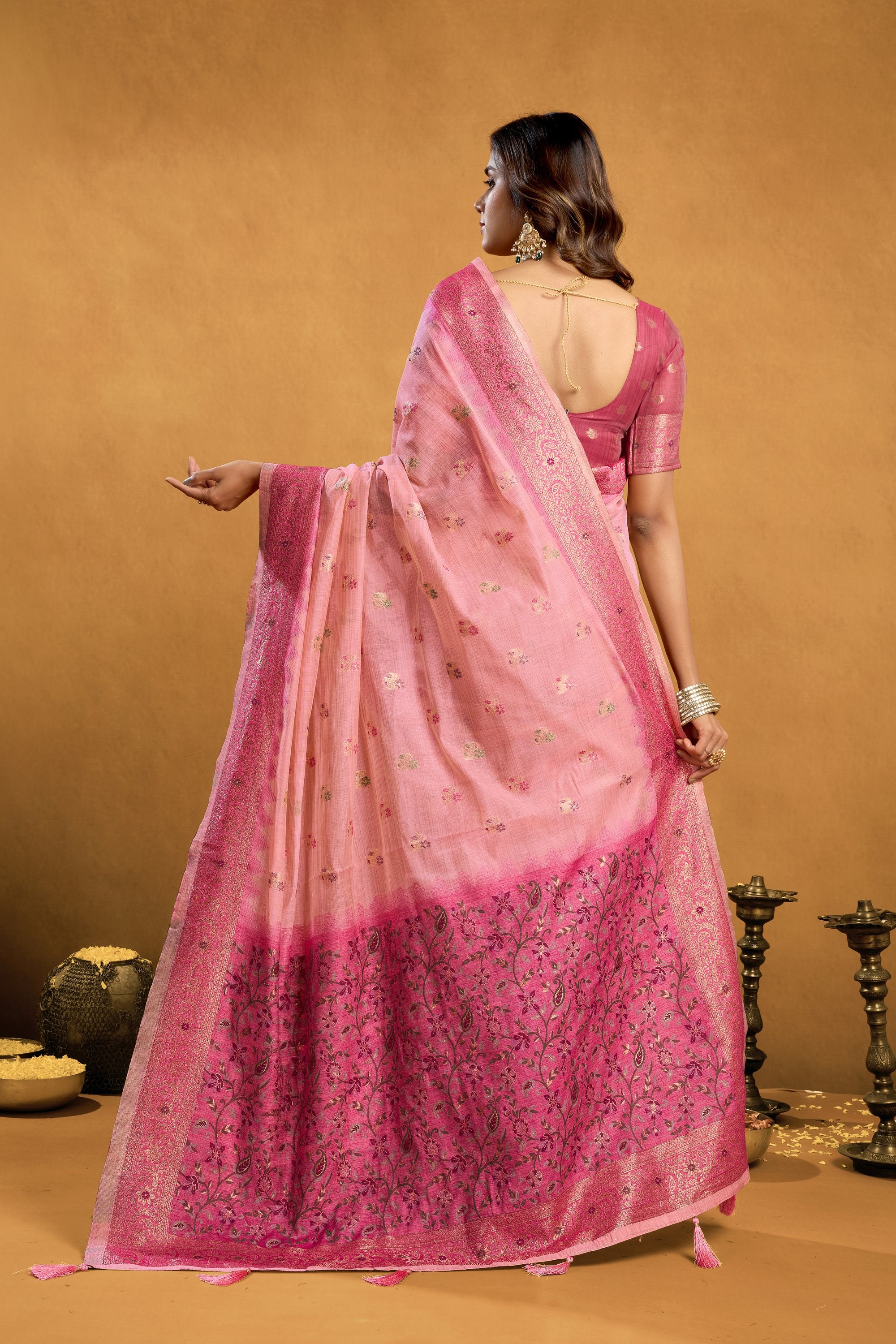 Aashka Saree - Blush Rose - Pallu Detail
