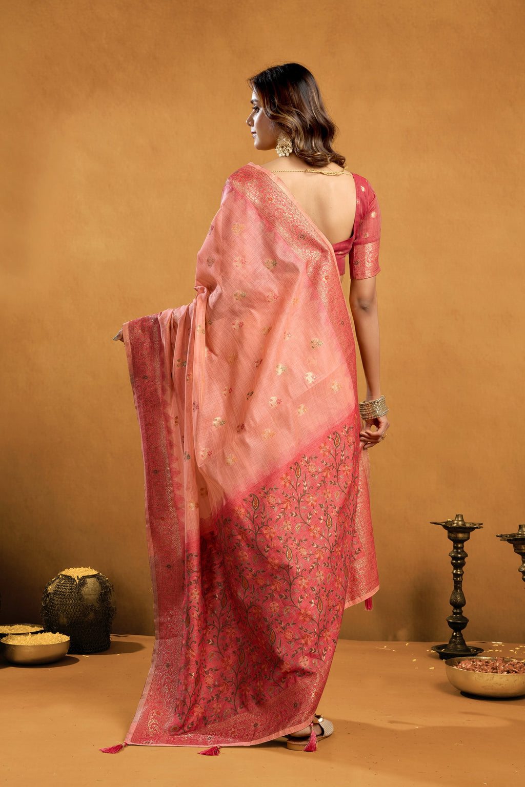 Aashka Saree - Peach Rose - Pallu Detail