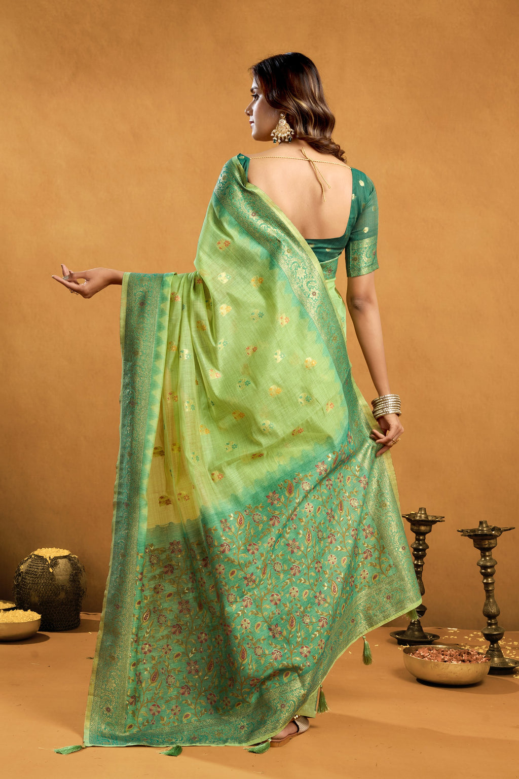 Aashka Saree - Pistachio Mint - Pallu Detail