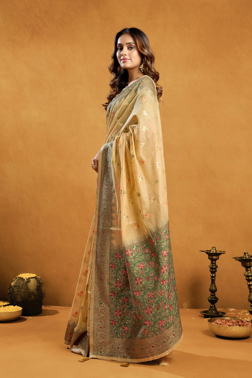 Aashka Saree - Vanilla Beige - Full View