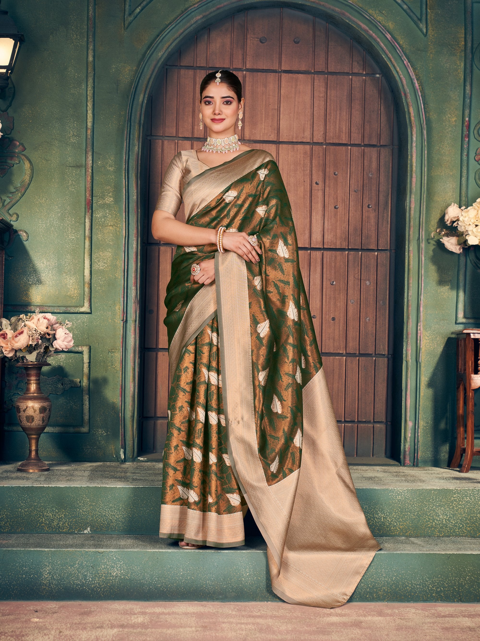 Ananya Saree - Forest Green - Full View