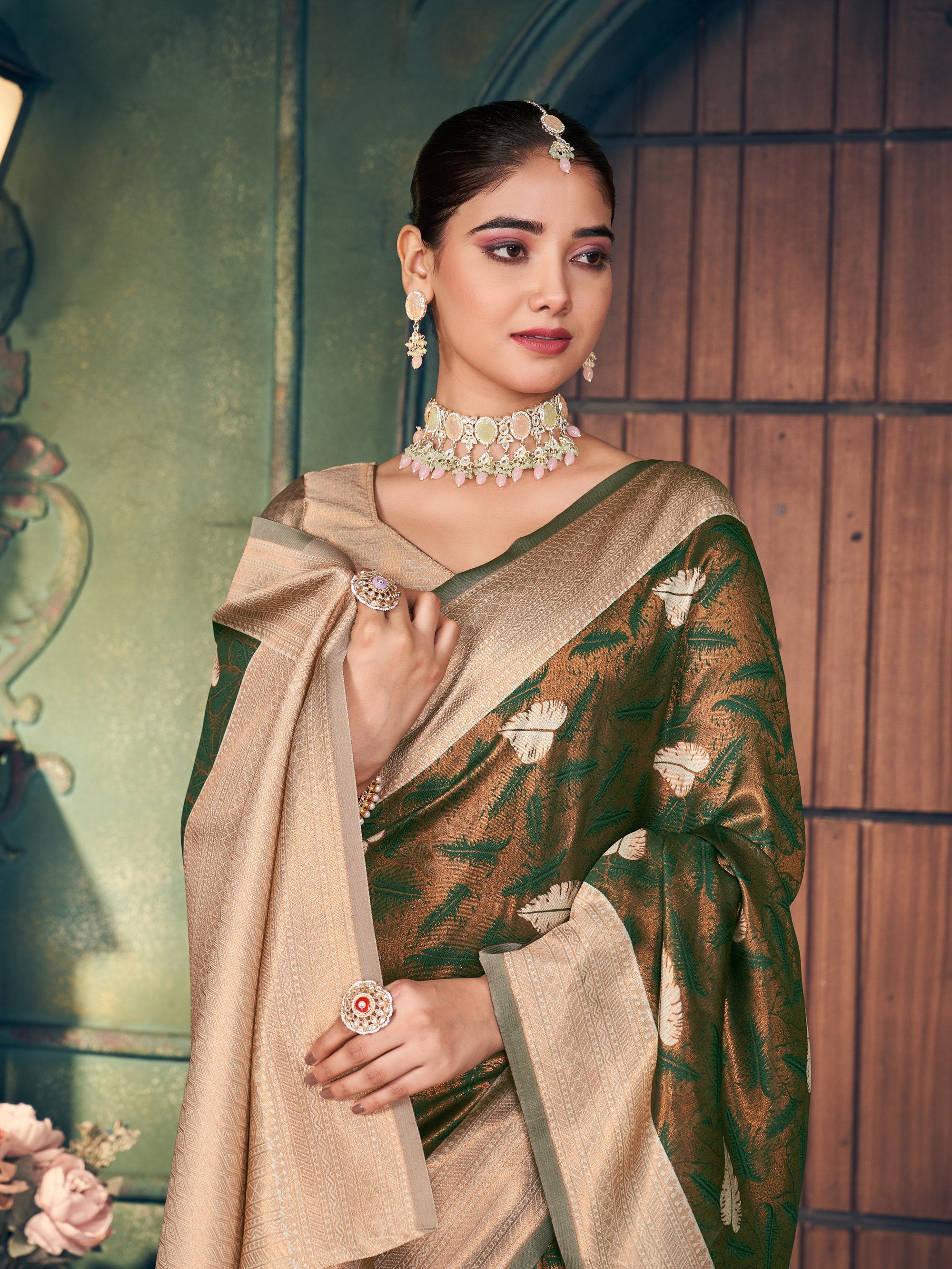 Ananya Saree - Forest Green - Blouse View