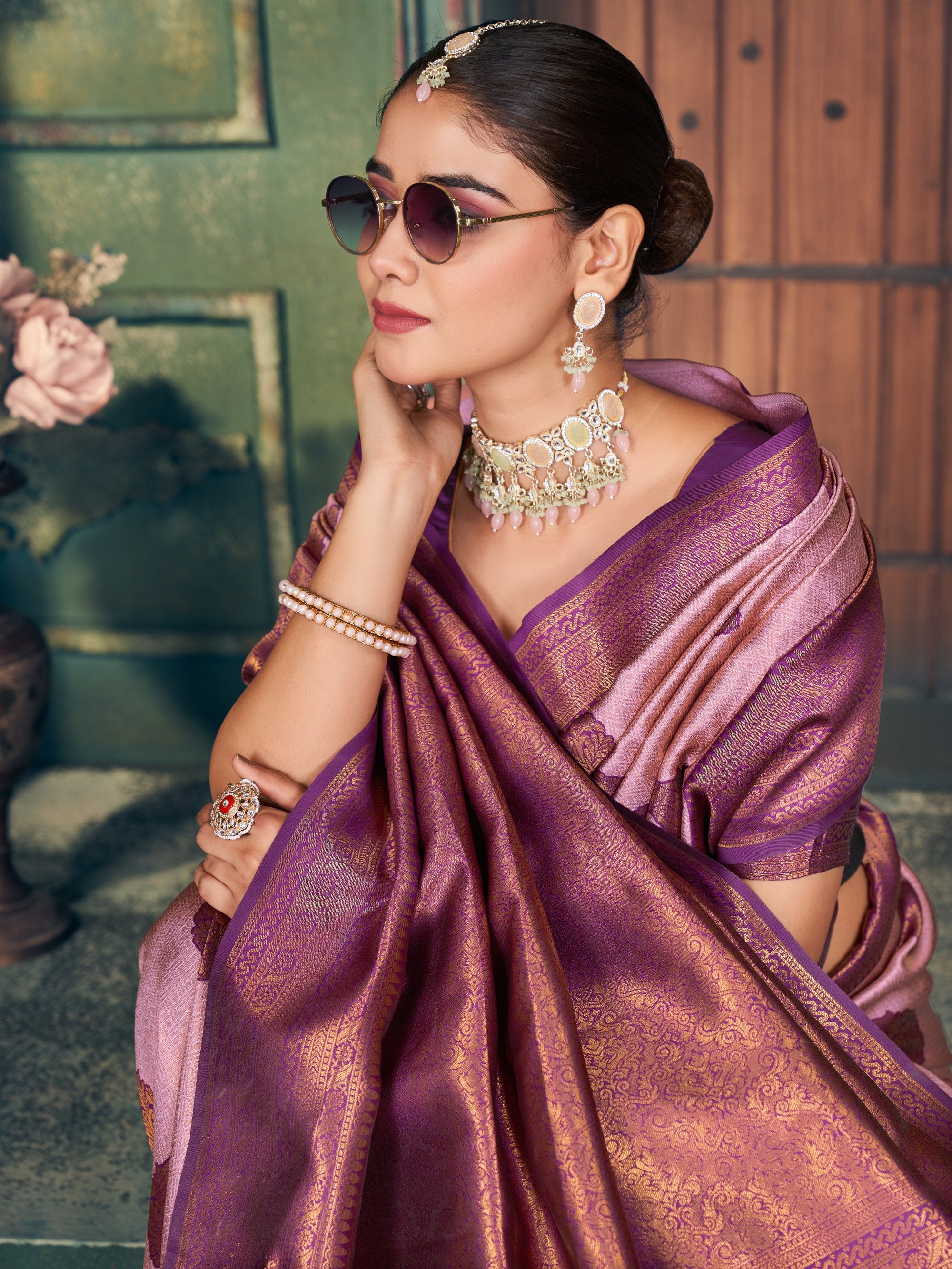 Ananya Saree - Lavender Mist - Blouse View