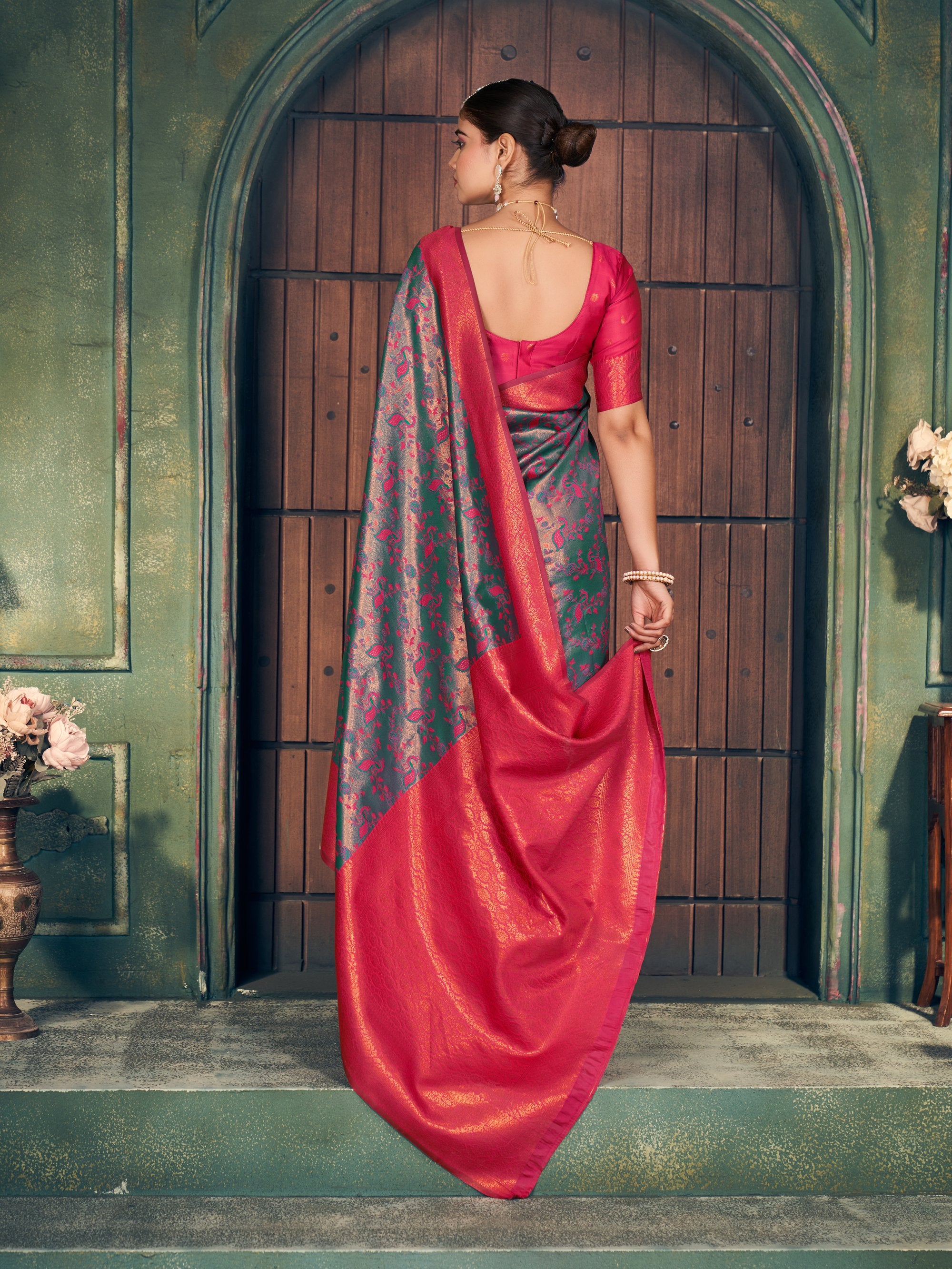 Ananya Saree - Steel Blue - Front Drape