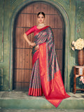 Ananya Saree - Steel Blue - Full View