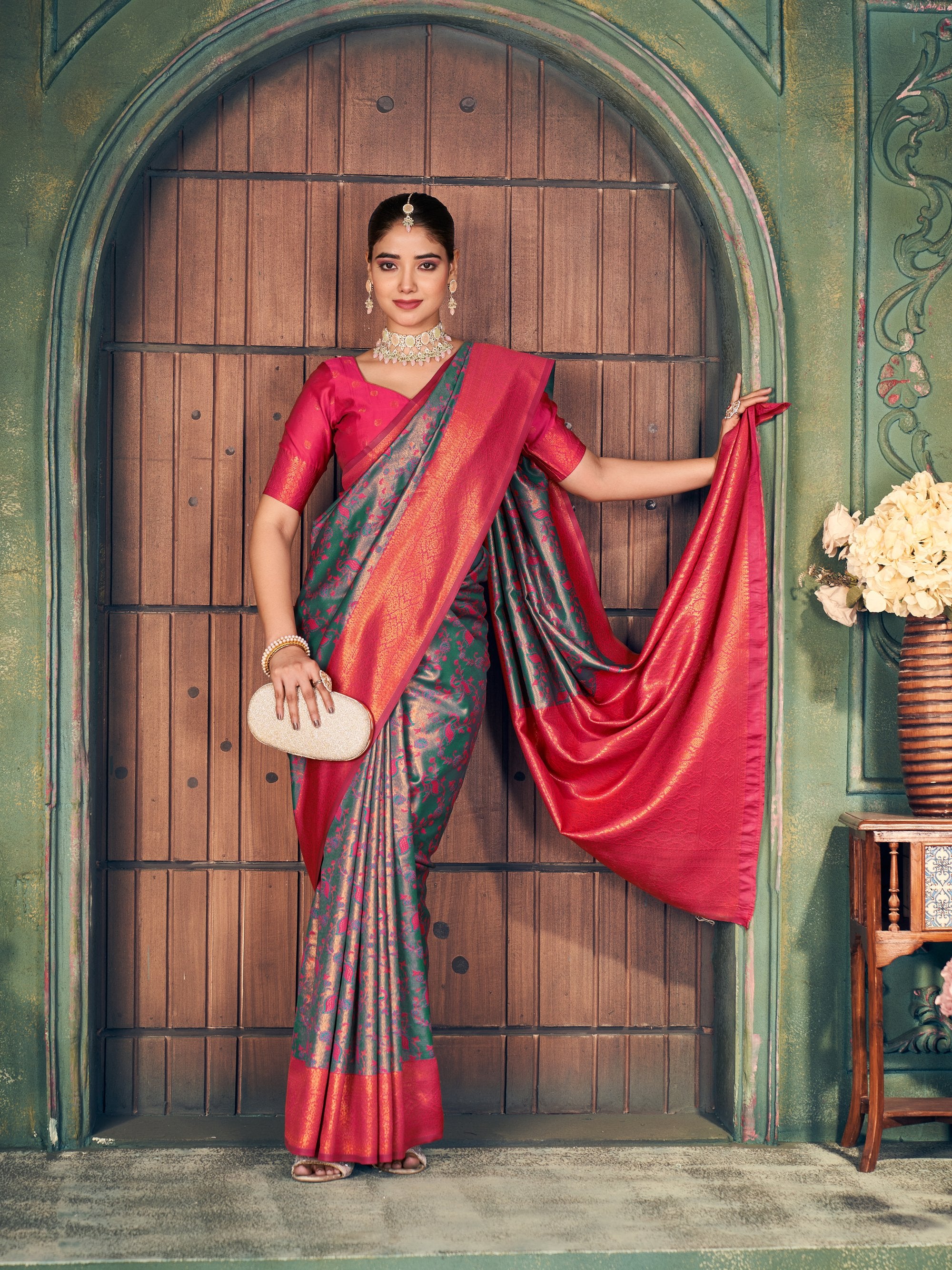 Ananya Saree - Steel Blue - Pallu Detail