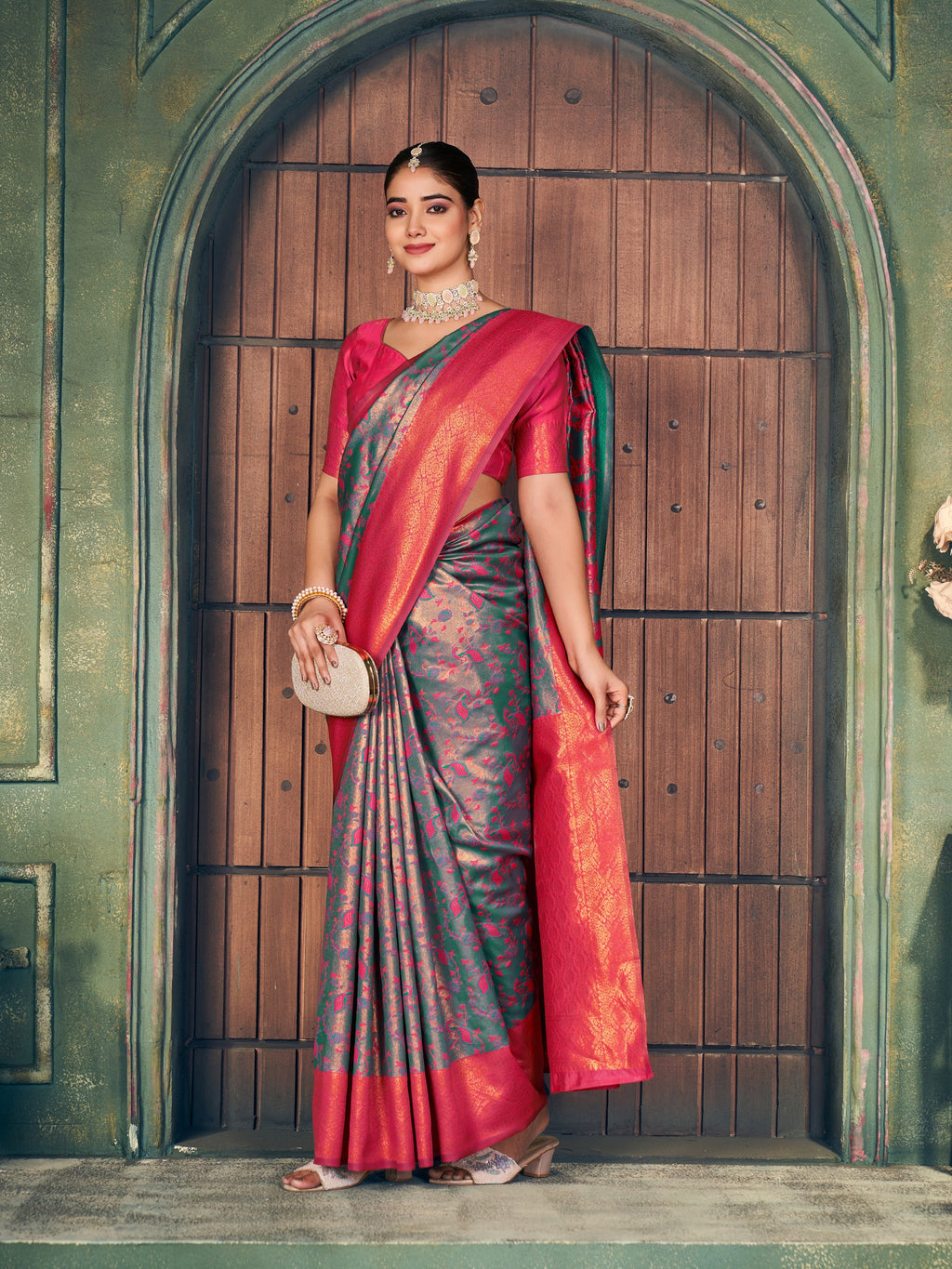 Ananya Saree - Steel Blue - Border Detail