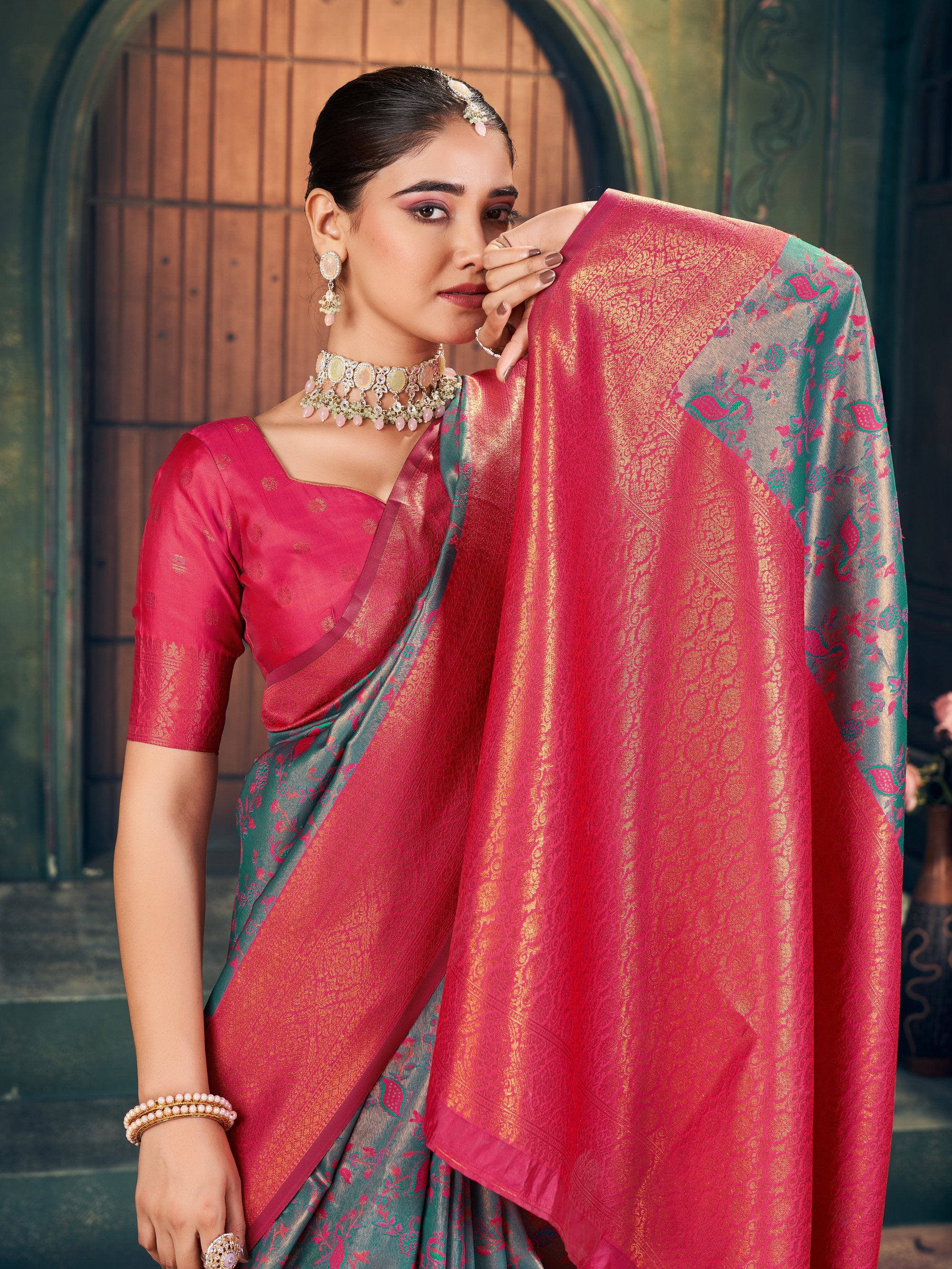 Ananya Saree - Steel Blue - Blouse View