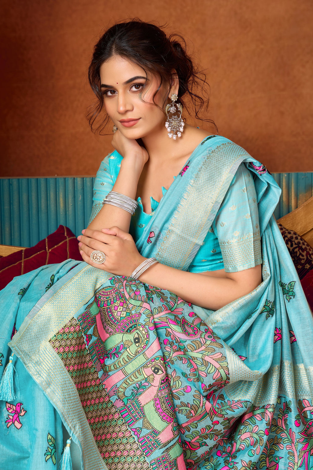 Anisha Saree - Aqua Blue - Blouse View