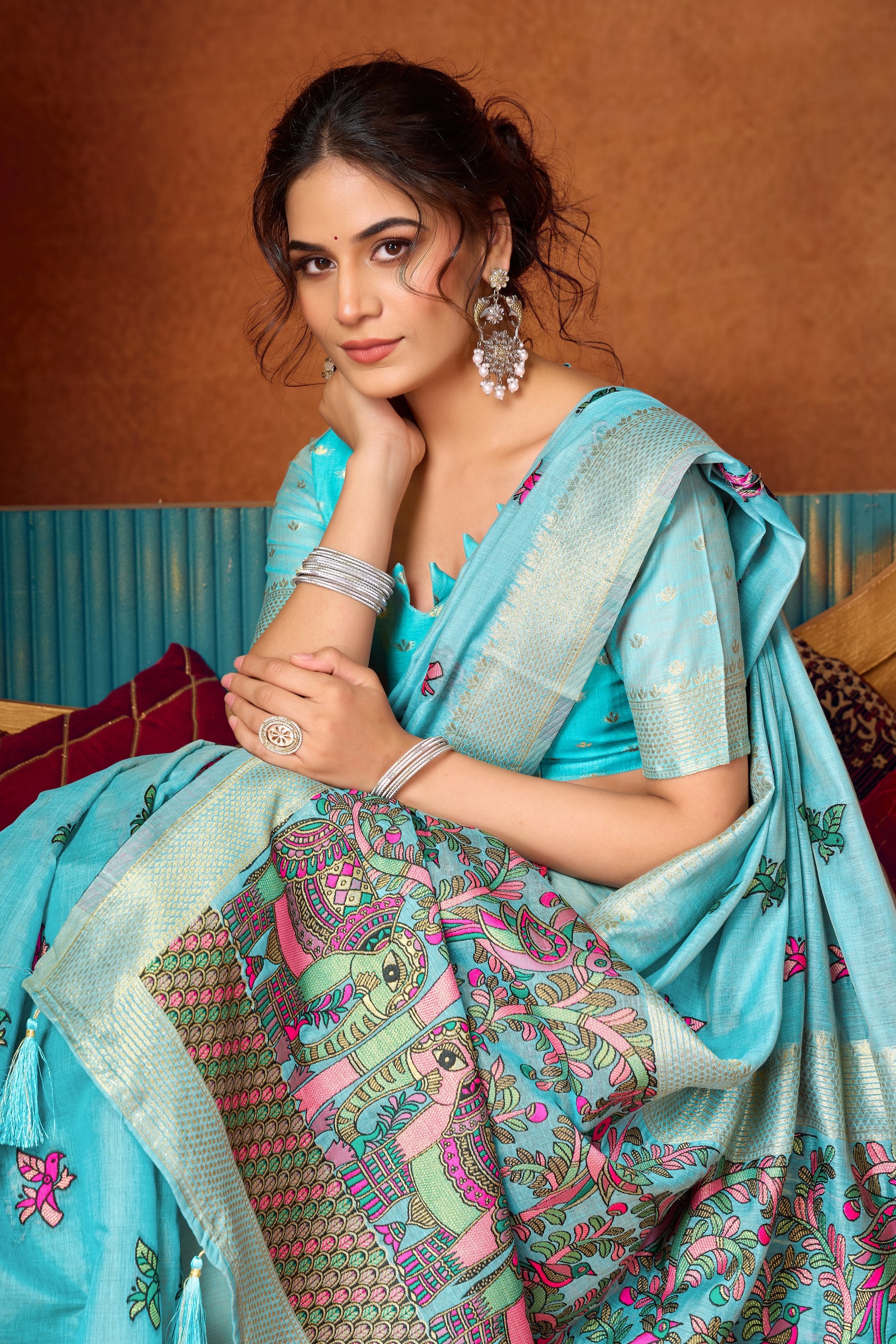 Anisha Saree - Aqua Blue - Blouse View