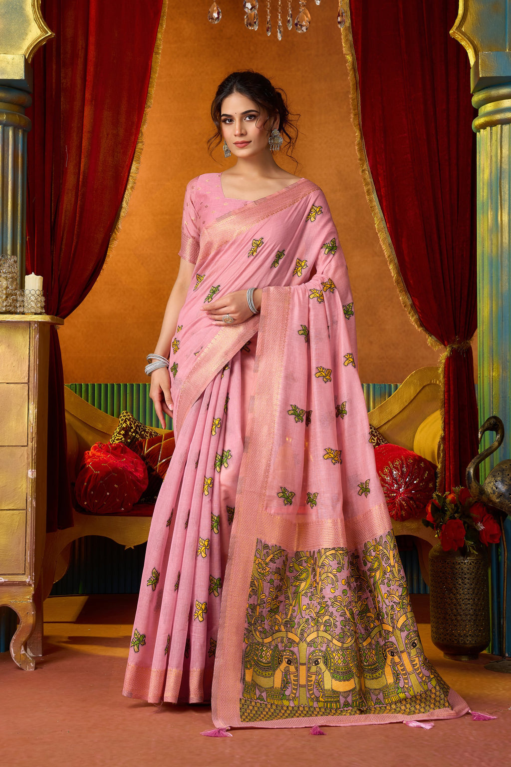 Anisha Saree - Blush Pink - Front Drape
