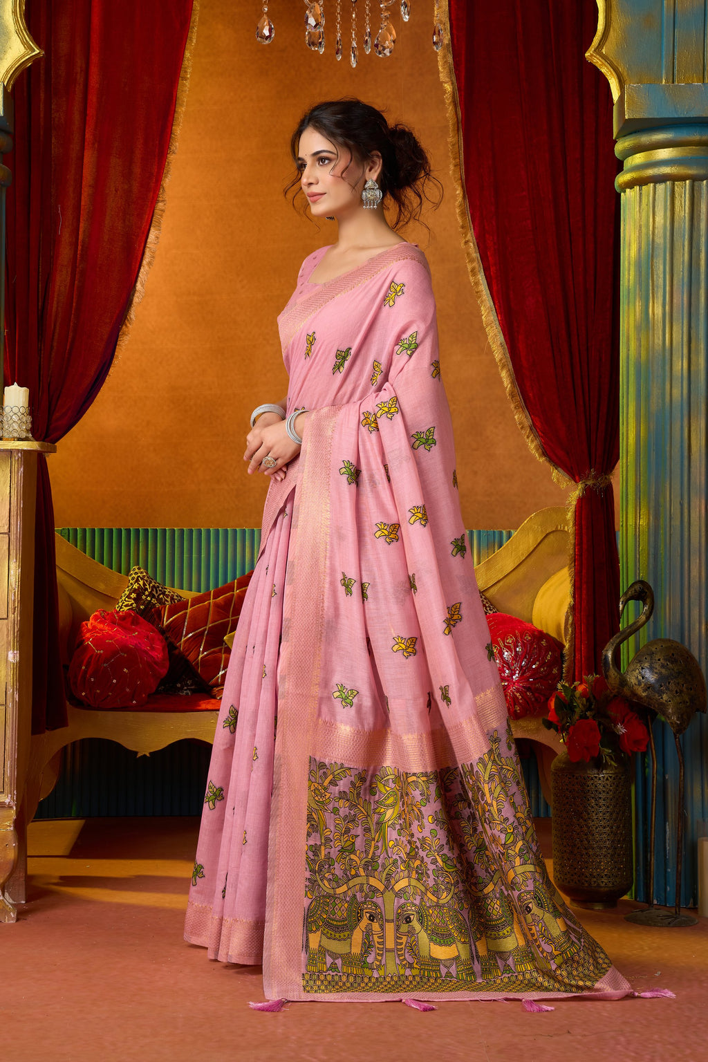 Anisha Saree - Blush Pink - Full View