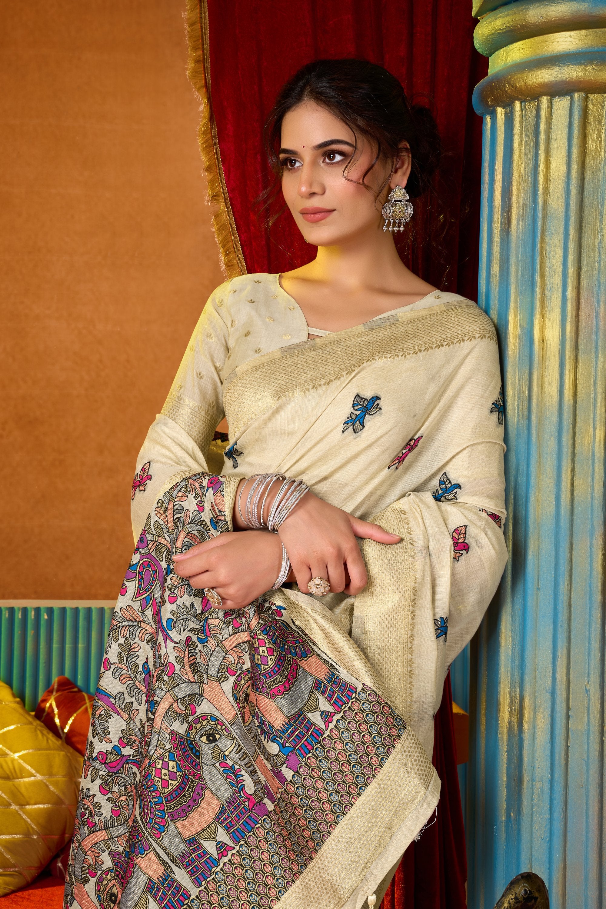 Anisha Saree - Ivory Pearl - Blouse View