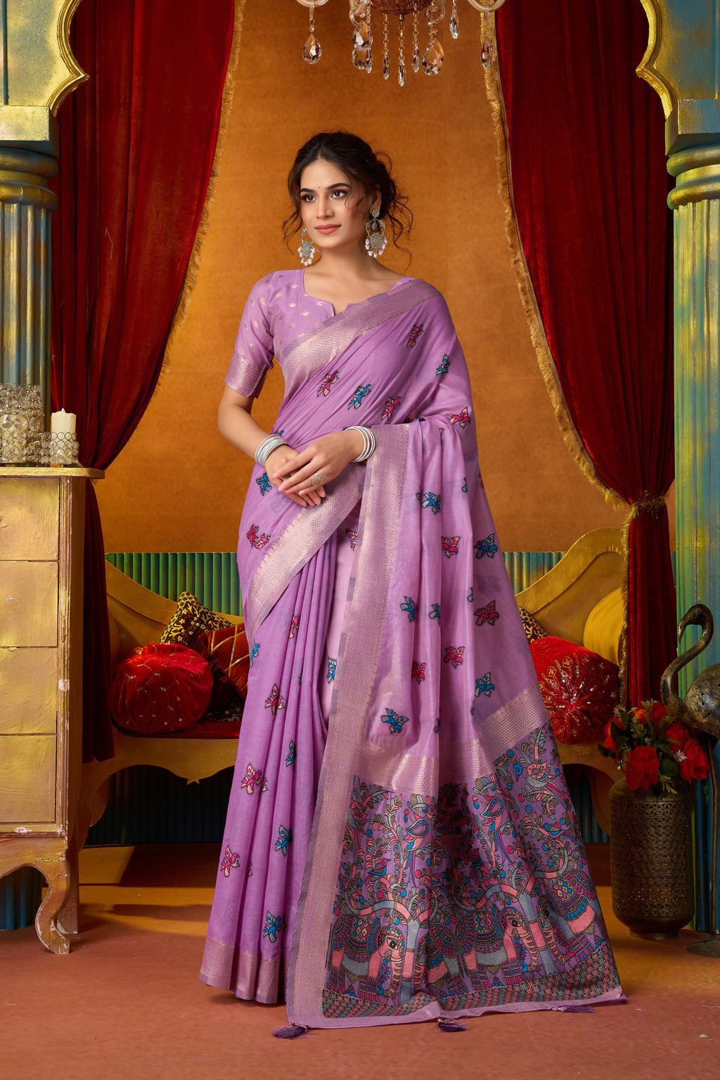 Anisha Saree - Lavender Orchid - Front Drape