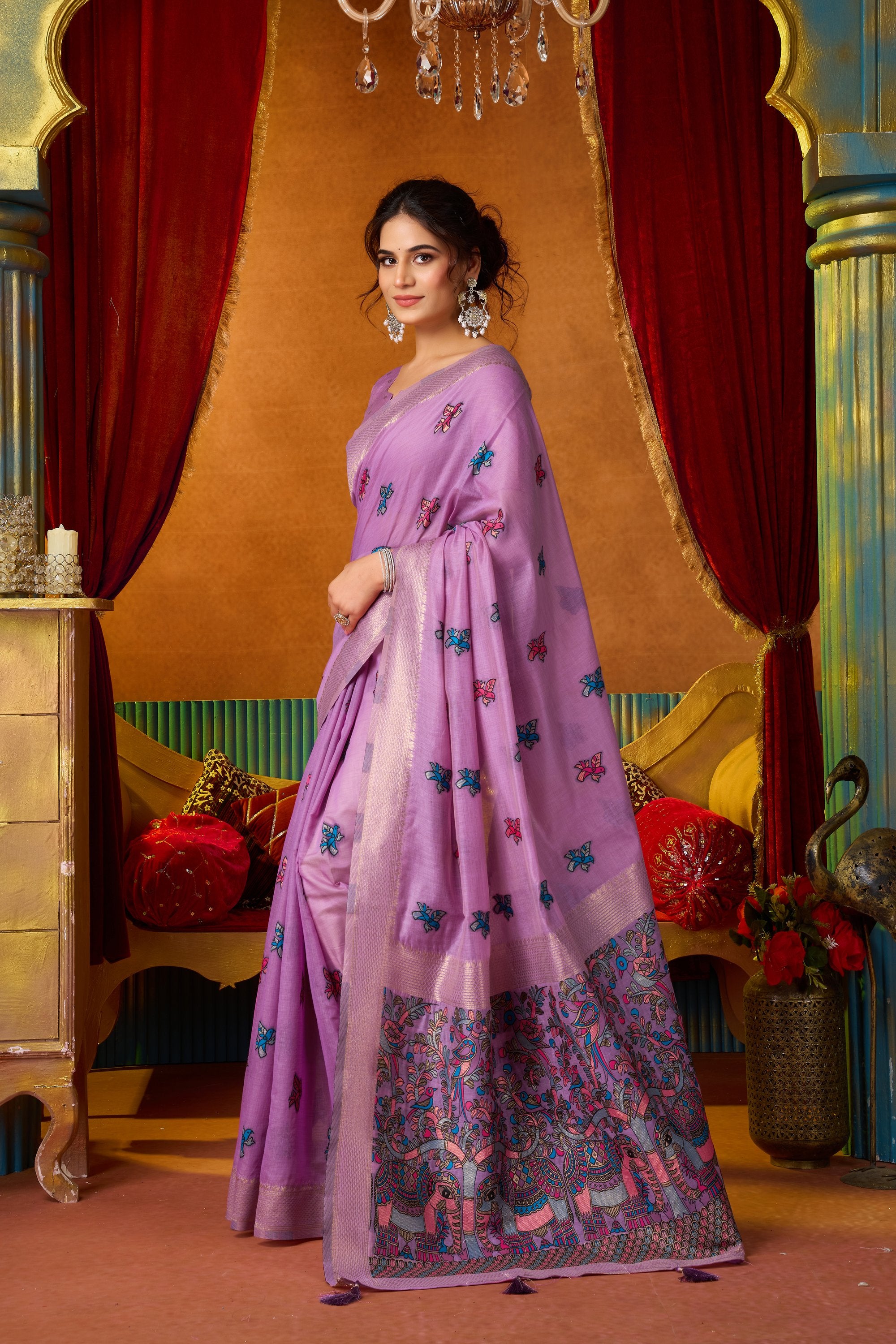 Anisha Saree - Lavender Orchid - Full View