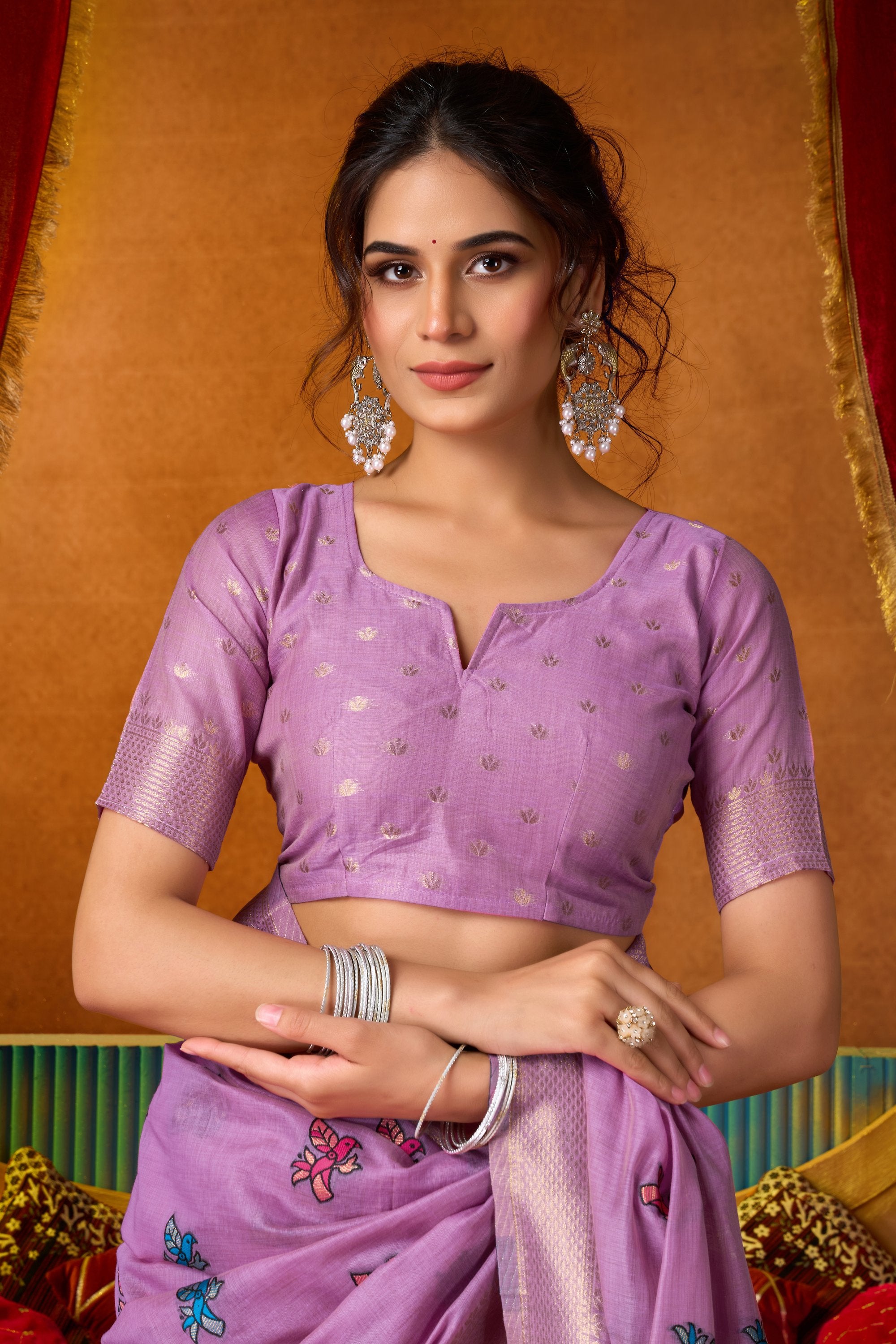 Anisha Saree - Lavender Orchid - Close Up