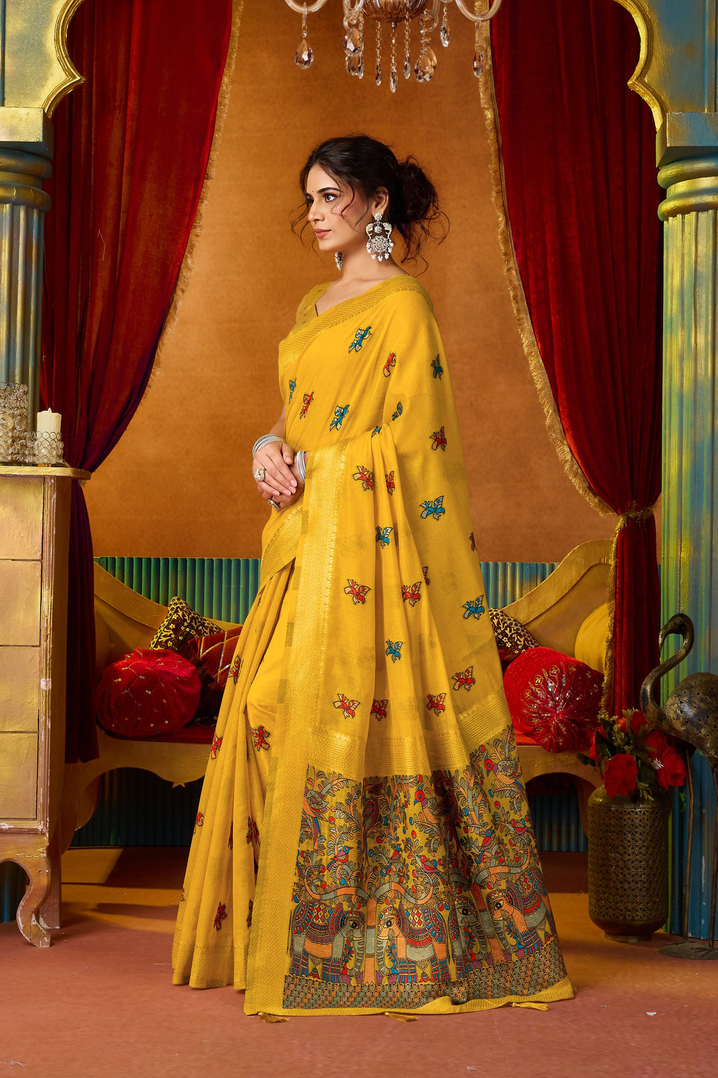 Anisha Saree - Marigold Yellow - Full View