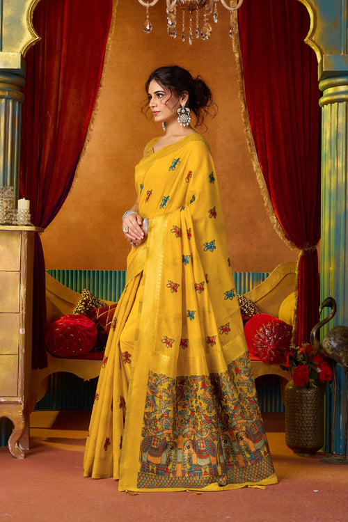 Anisha Saree - Marigold Yellow - Full View
