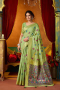 Anisha Saree - Pistachio Green - Front Drape