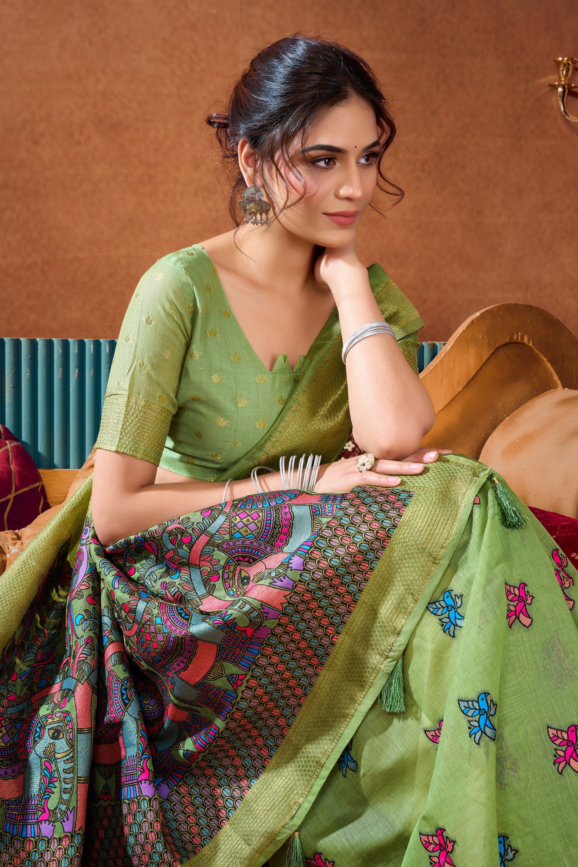 Anisha Saree - Pistachio Green - Blouse View