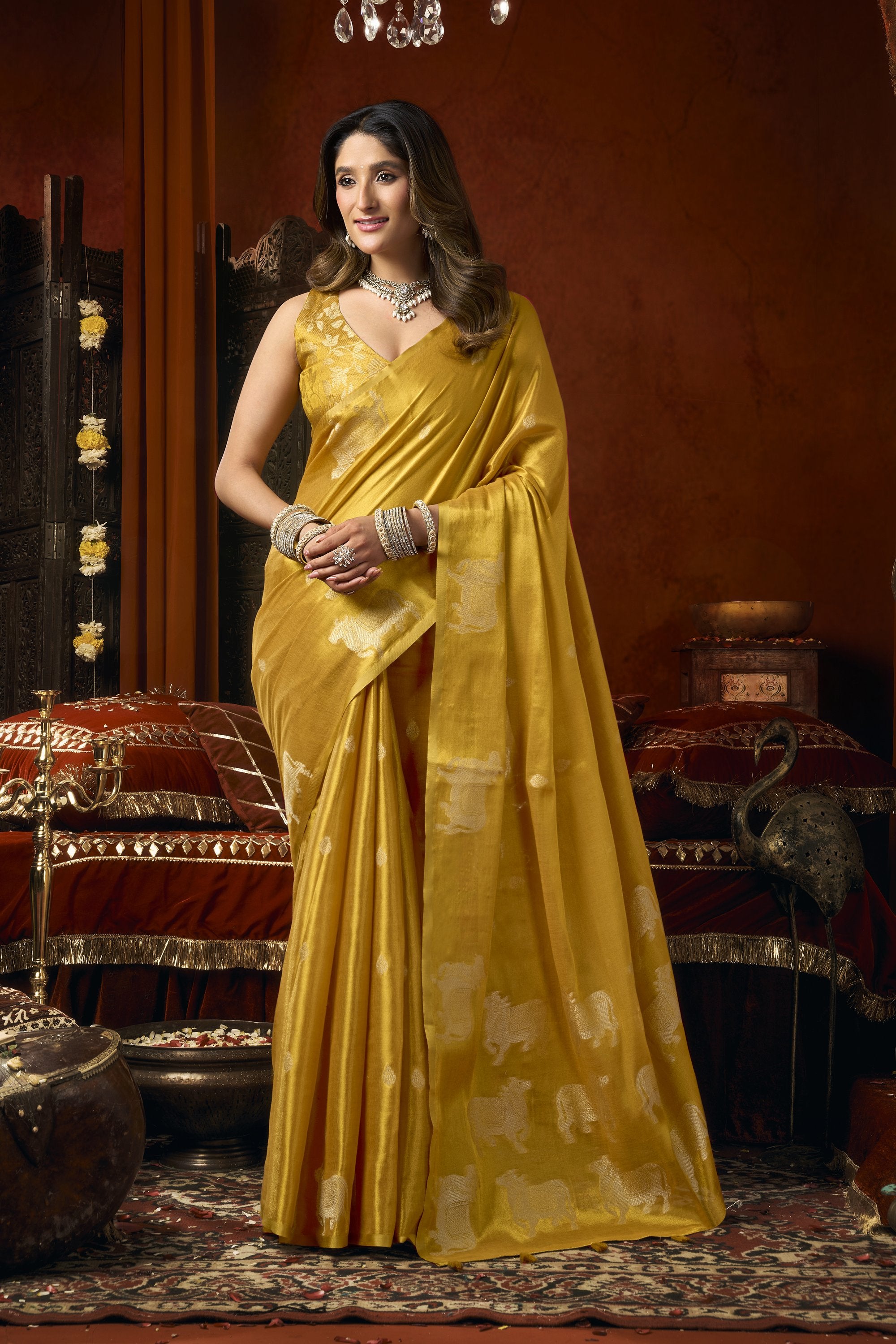Anokhi Saree - Marigold Gold - Front Drape