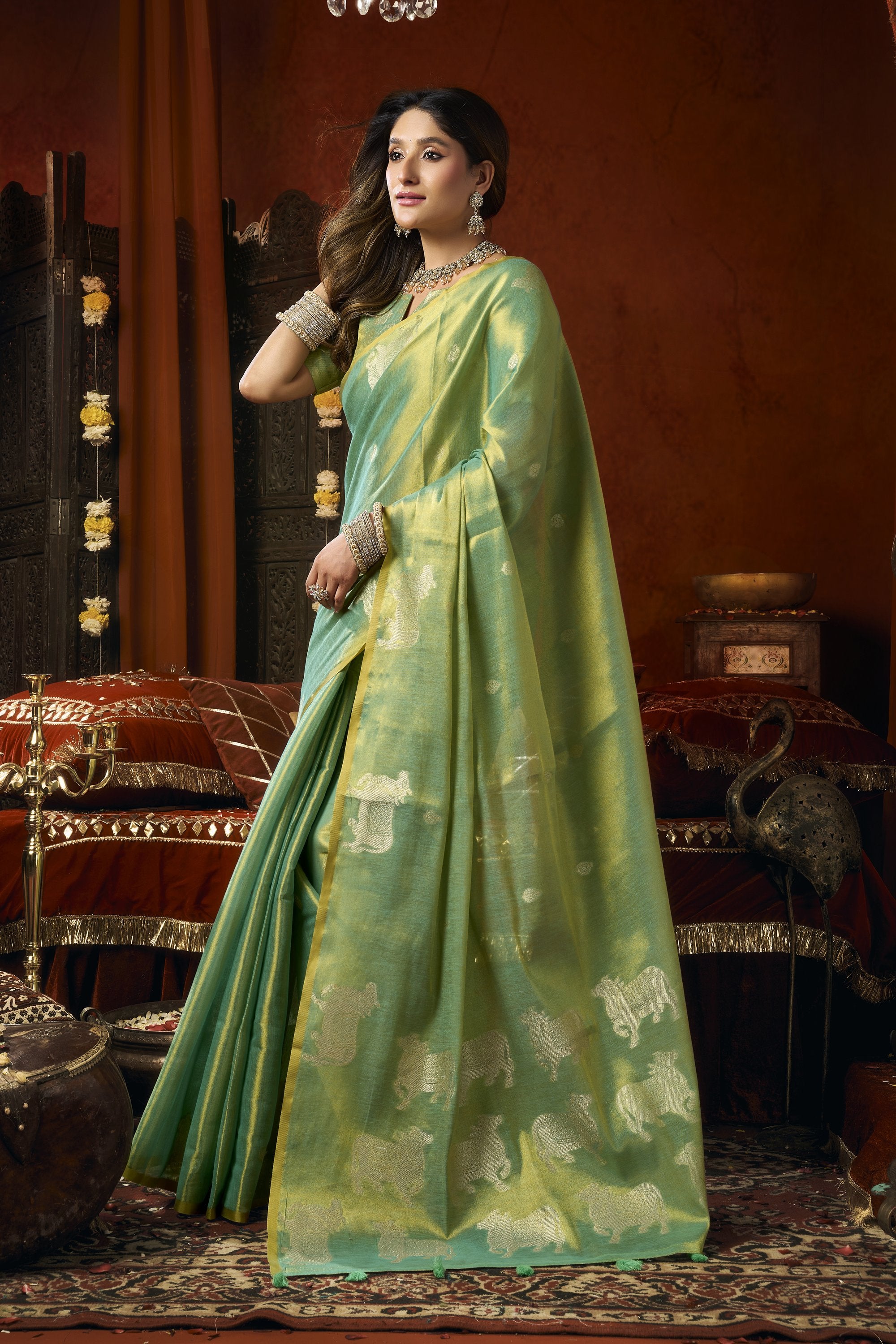 Anokhi Saree - Mint Green - Full View