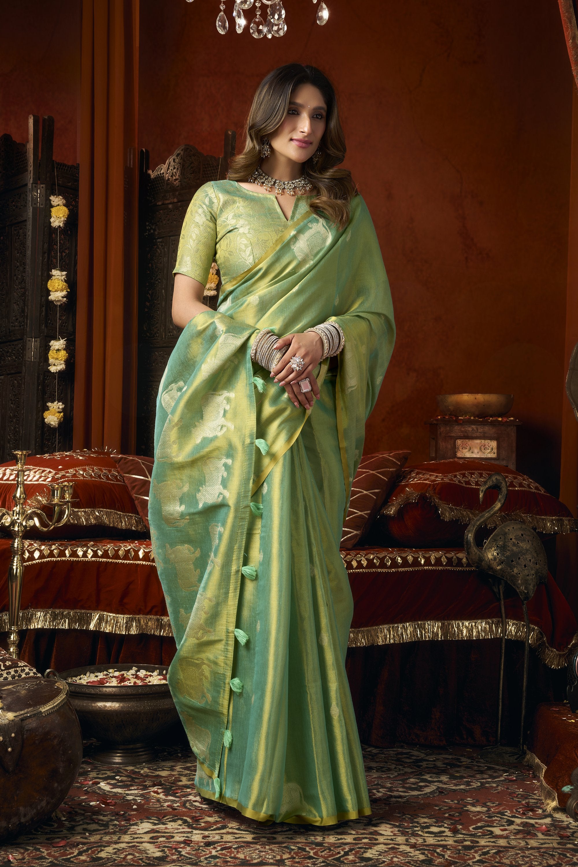 Anokhi Saree - Mint Green - Border Detail