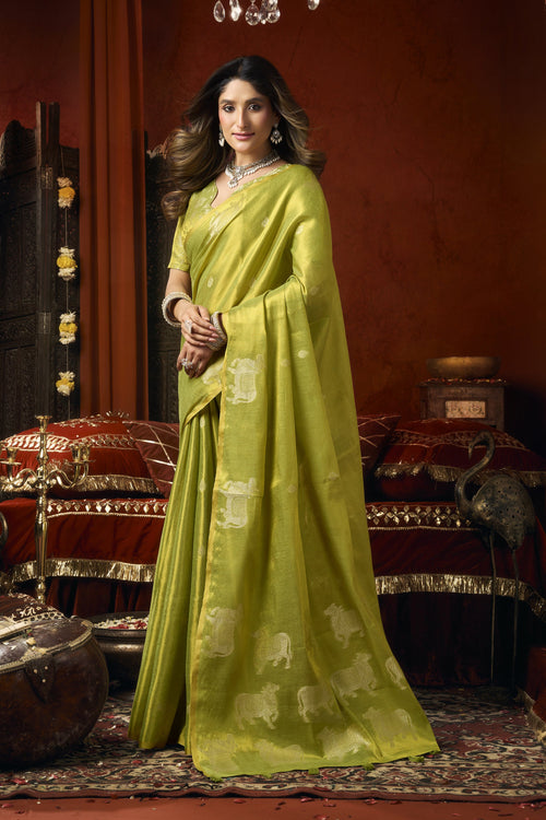 Anokhi Saree - Olive Lime - Full View