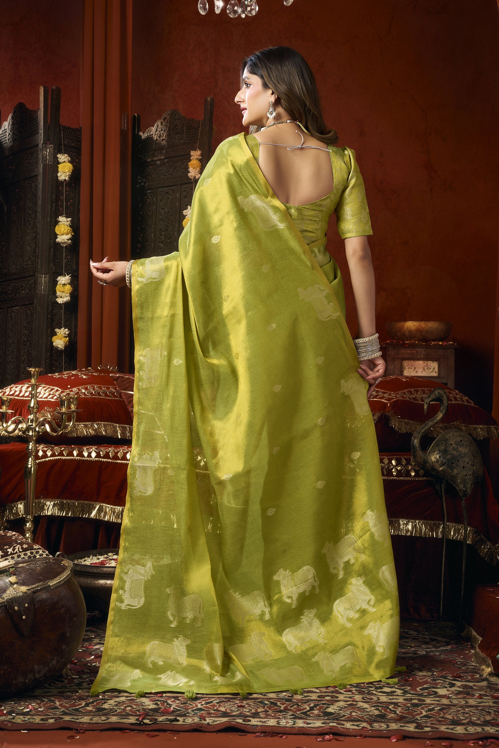 Anokhi Saree - Olive Lime - Blouse View