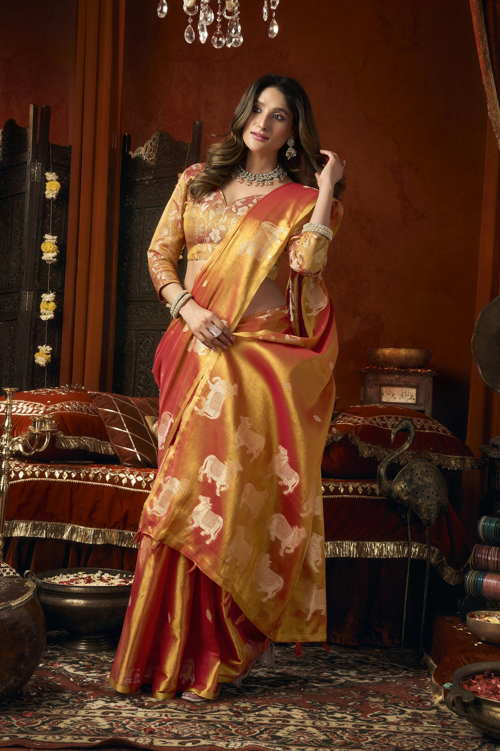 Anokhi Saree - Sunset Coral - Pallu Detail