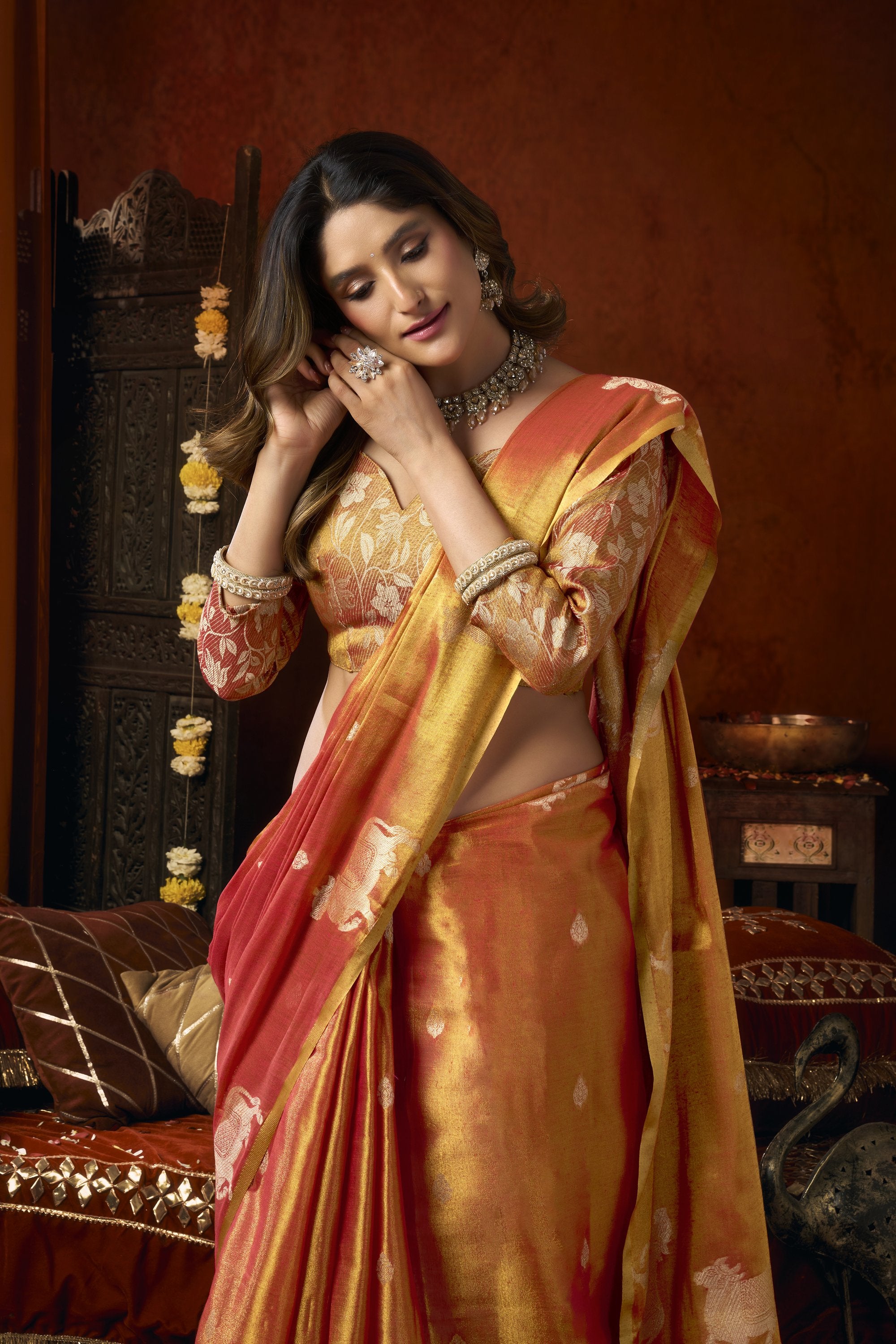Anokhi Saree - Sunset Coral - Border Detail