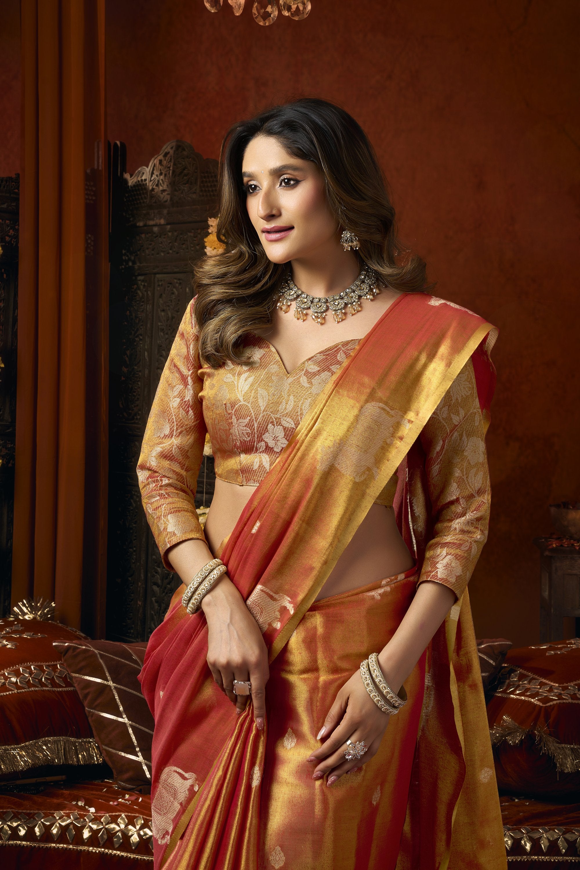 Anokhi Saree - Sunset Coral - Blouse View