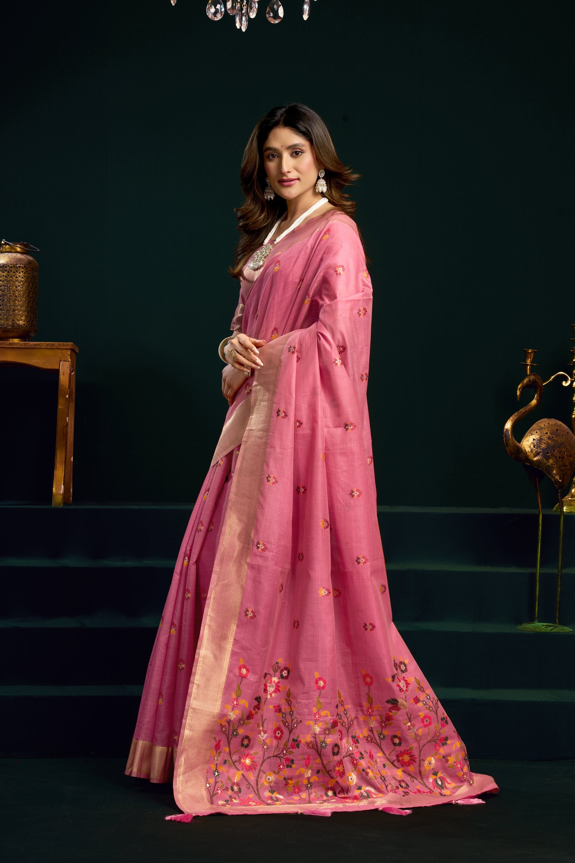 Chaaya Saree - Candy Pink - Full View