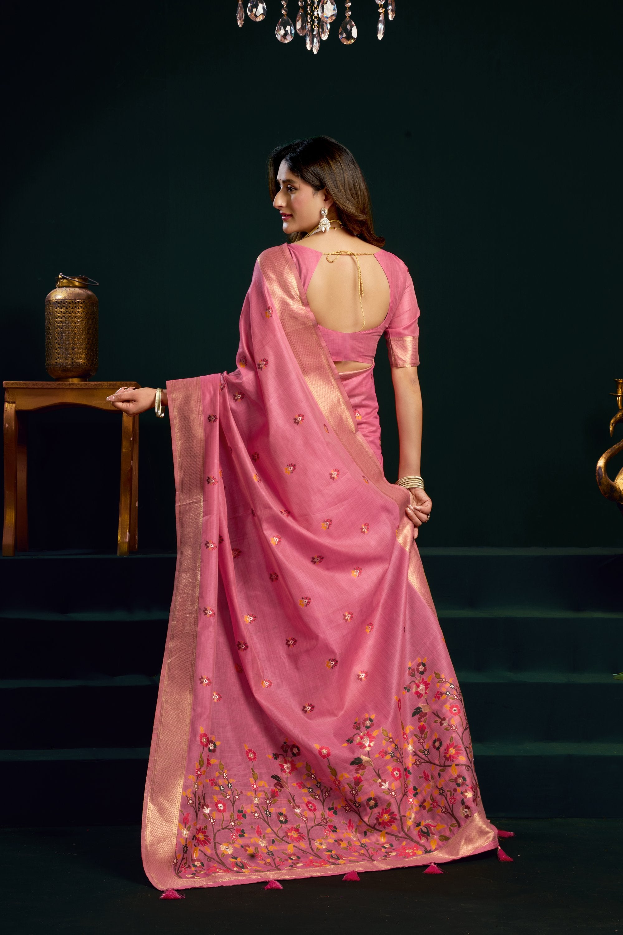 Chaaya Saree - Candy Pink - Pallu Detail