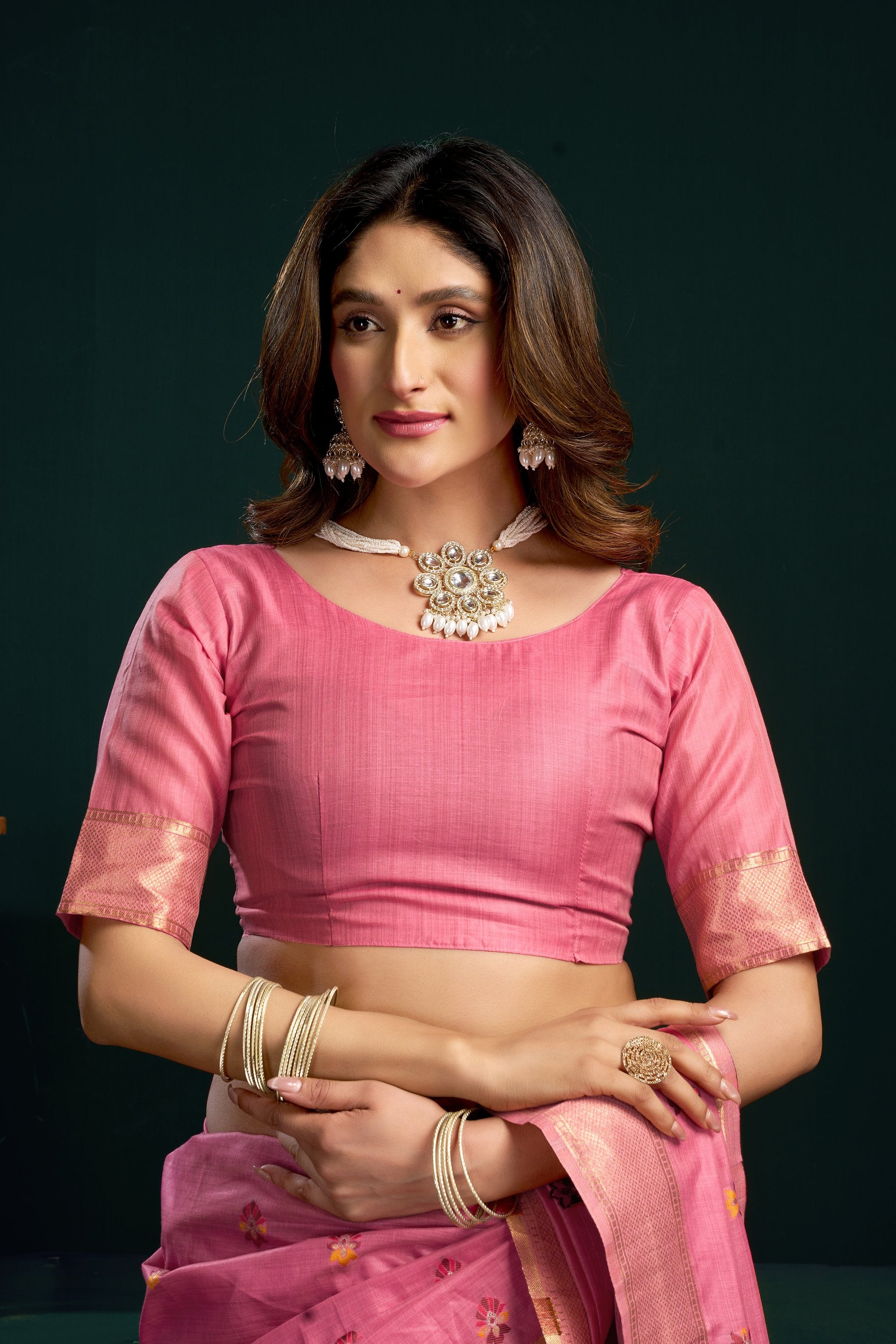 Chaaya Saree - Candy Pink - Close Up