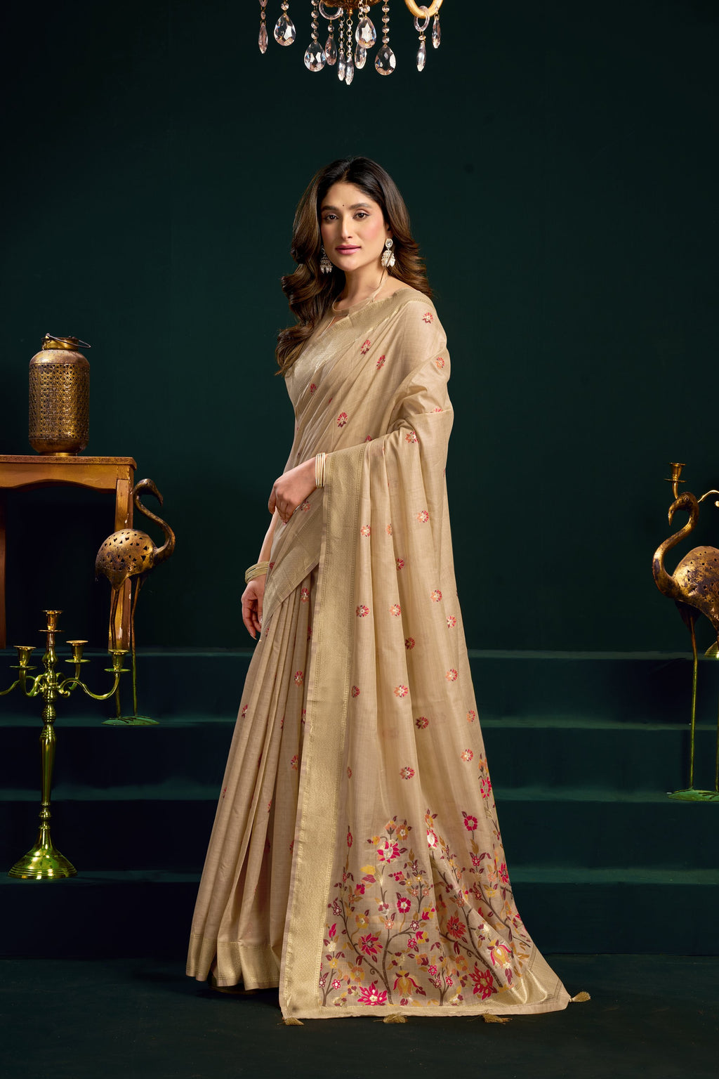 Chaaya Saree - Champagne Beige - Full View