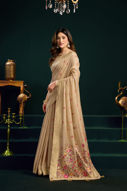 Chaaya Saree - Champagne Beige - Full View