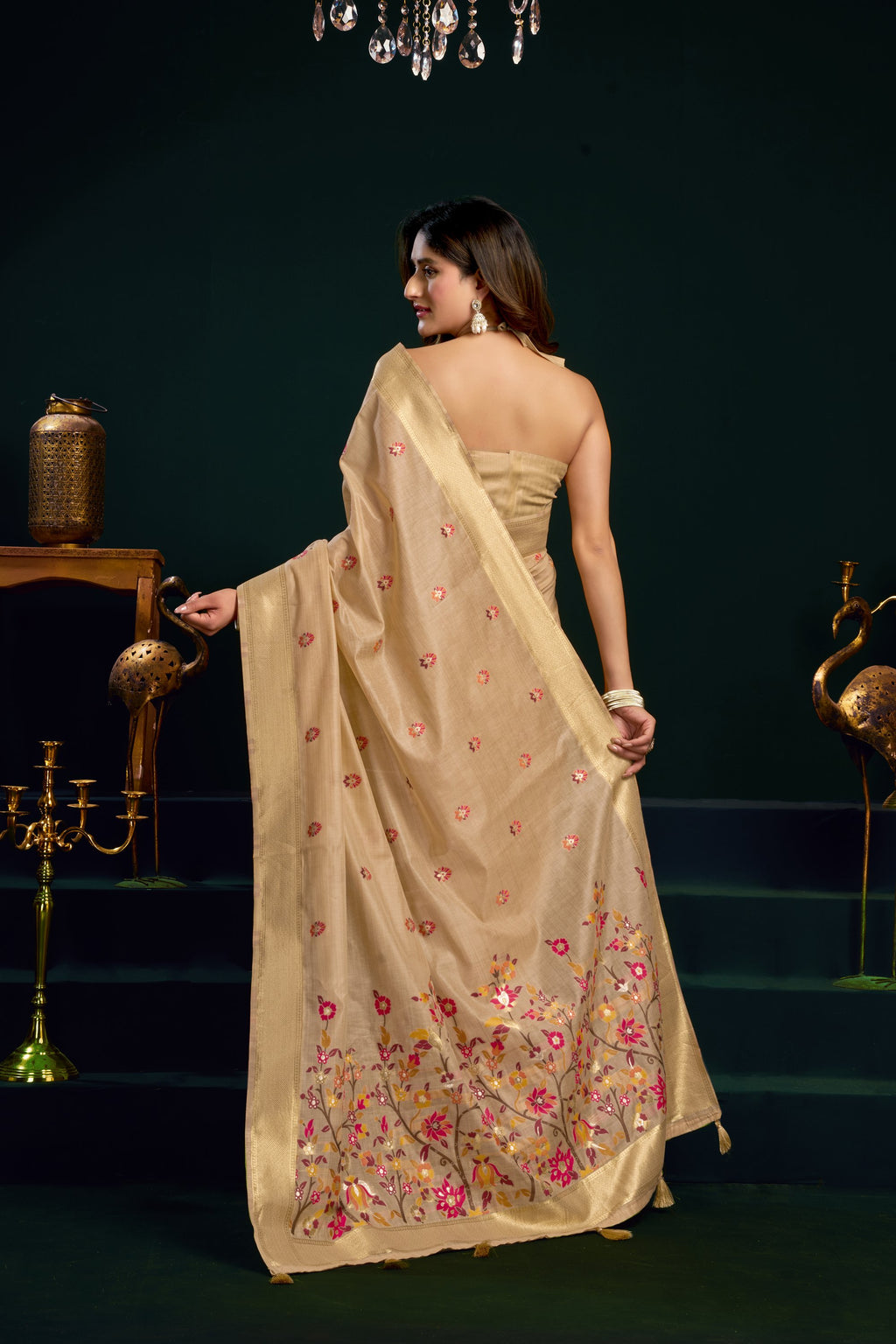 Chaaya Saree - Champagne Beige - Pallu Detail