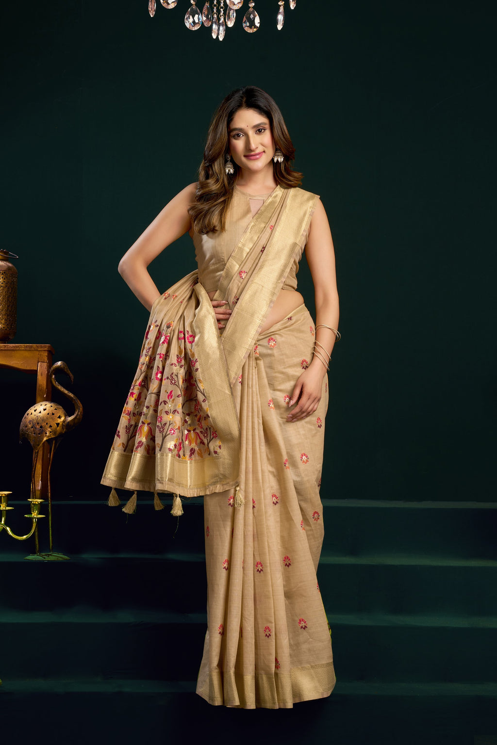 Chaaya Saree - Champagne Beige - Border Detail