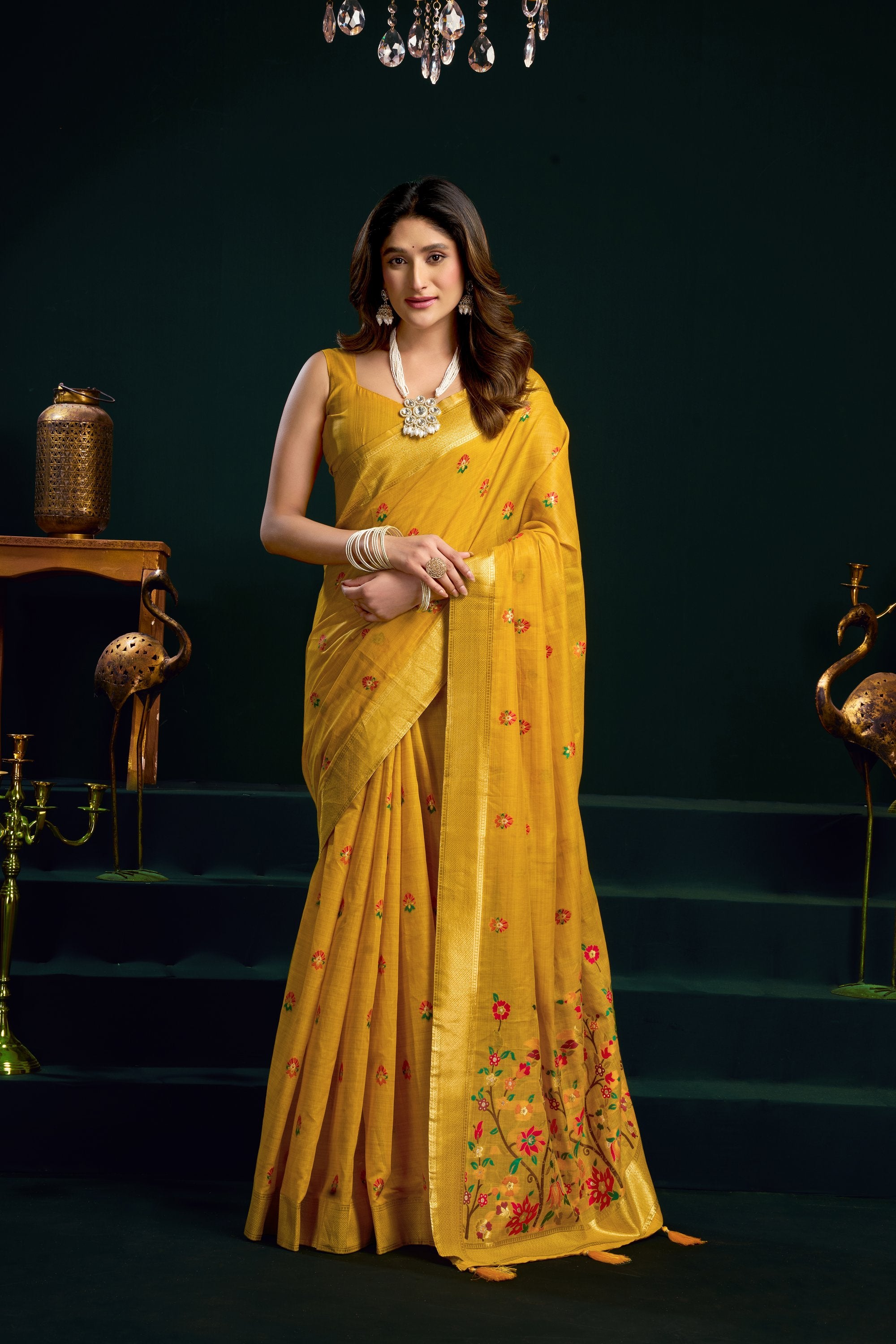 Chaaya Saree - Mustard Gold - Front Drape
