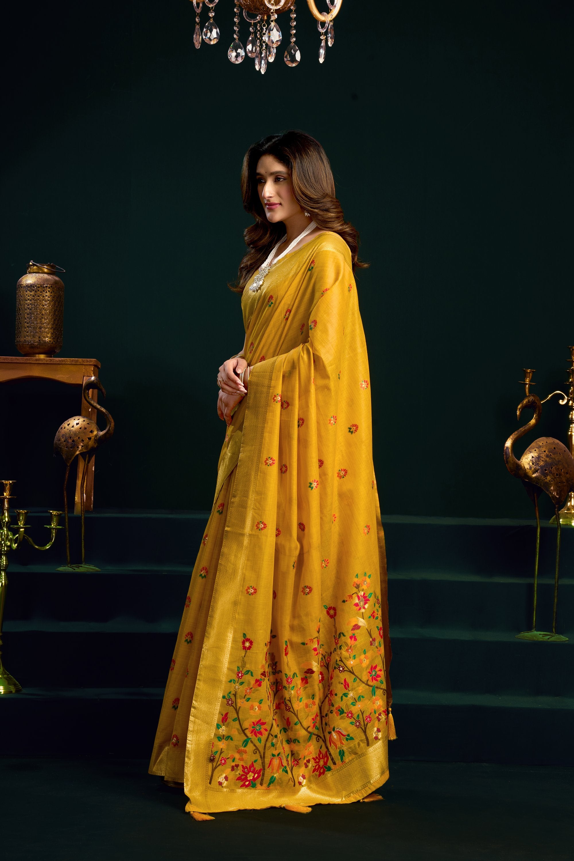 Chaaya Saree - Mustard Gold - Full View