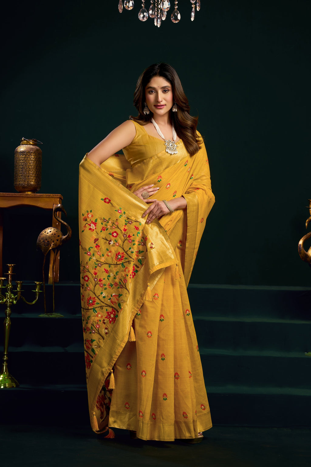 Chaaya Saree - Mustard Gold - Border Detail