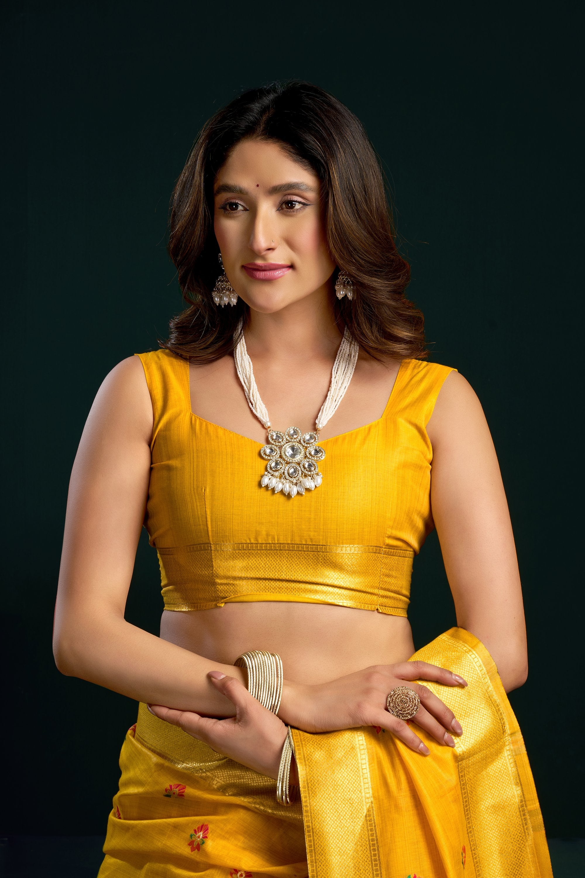 Chaaya Saree - Mustard Gold - Close Up