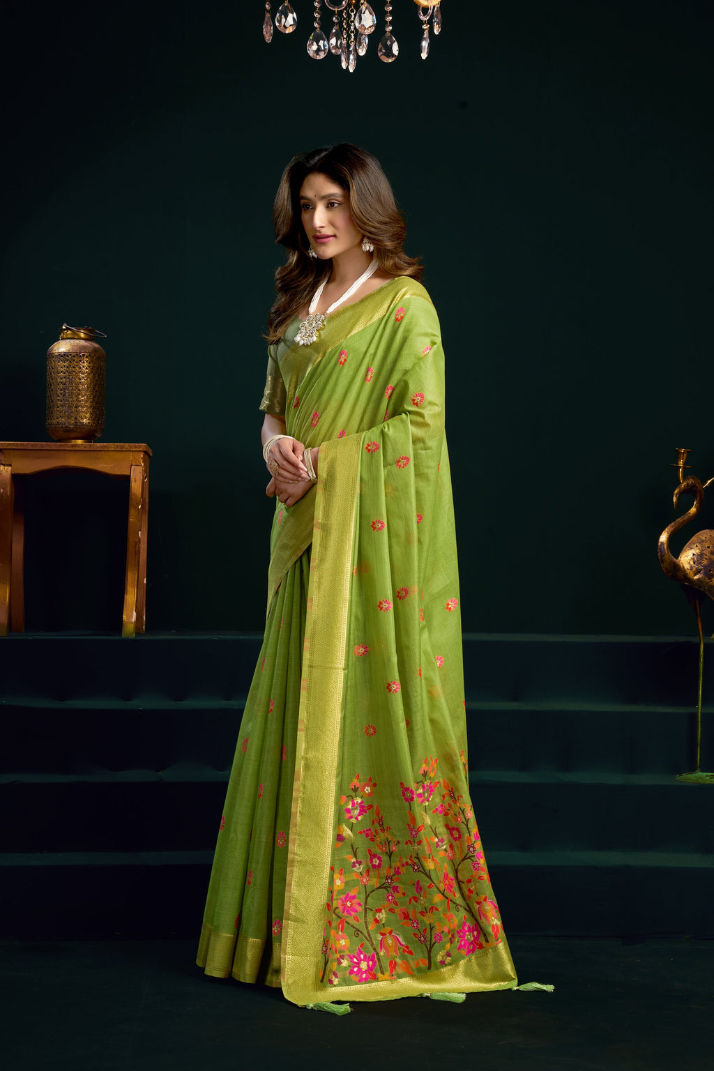 Chaaya Saree - Pistachio Green - Full View