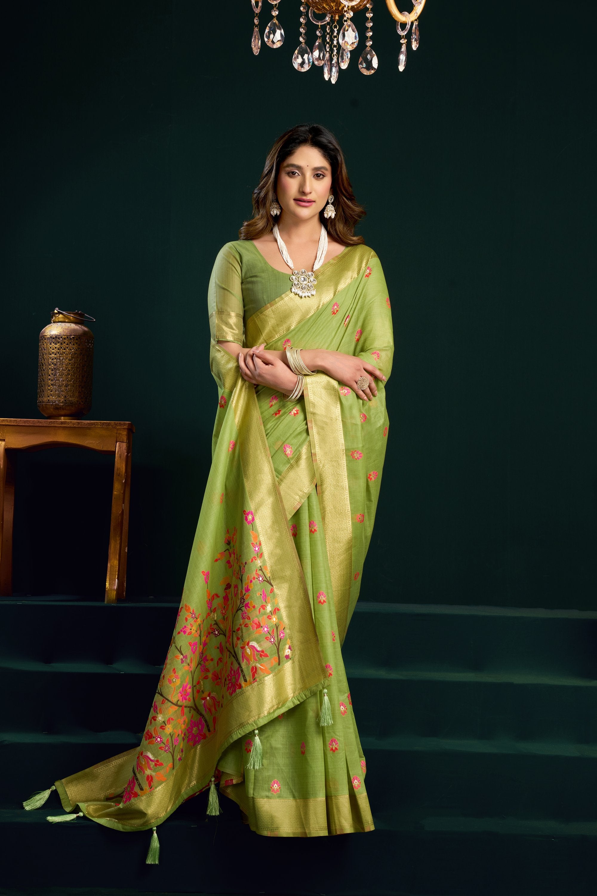 Chaaya Saree - Pistachio Green - Border Detail