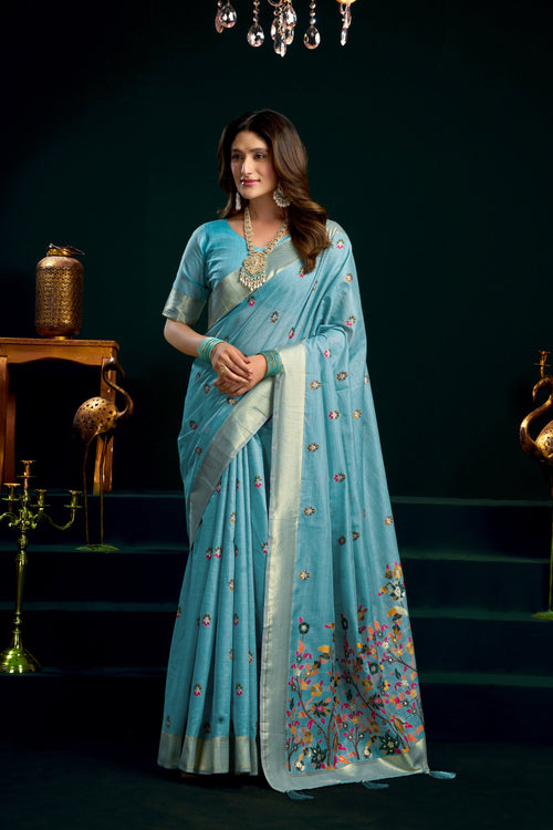 Chaaya Saree - Powder Blue - Front Drape