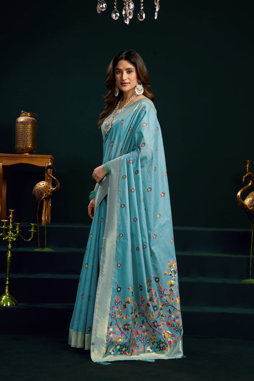 Chaaya Saree - Powder Blue - Full View