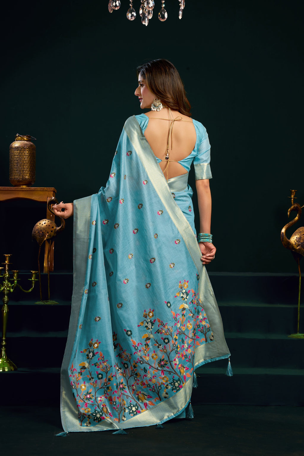 Chaaya Saree - Powder Blue - Pallu Detail